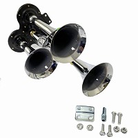 Сигнал звуковой трехрожковый "АТ" 24V хром, L=290мм MAN/DAF/Volvo/Scania AT | ТопДизель